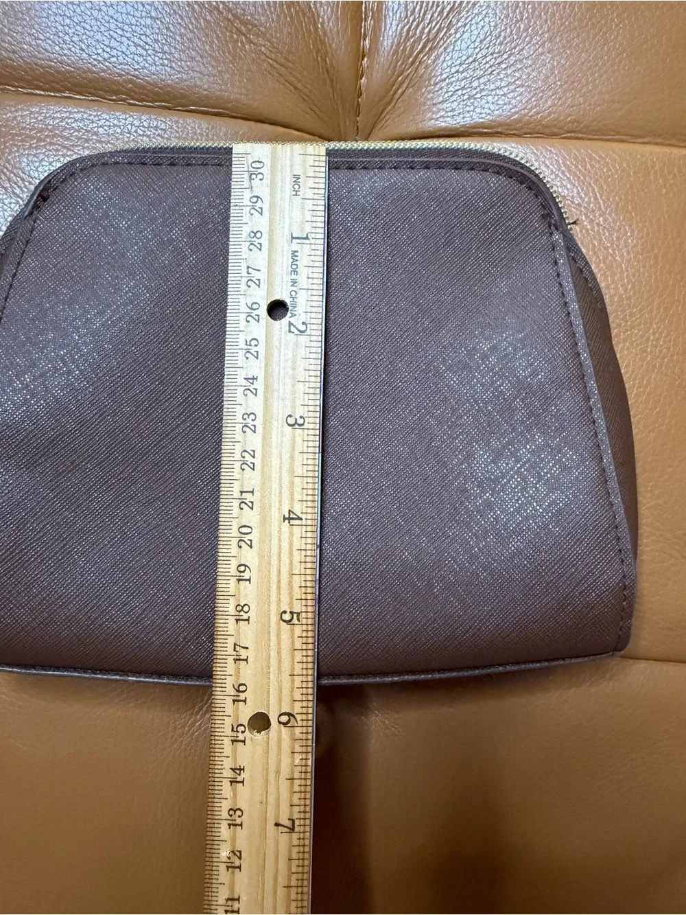 ✈️FURLA for Saudia Airlines Brown  Saffiano Leather Pouch w/ Gold Accents